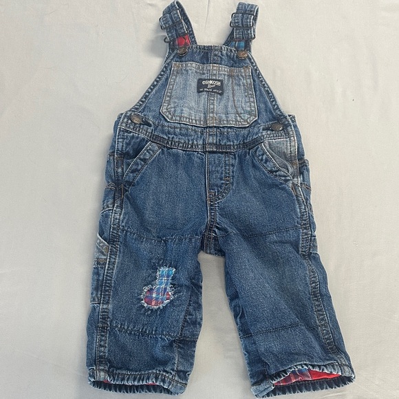 OshKosh B'gosh - Kids Lined Denim Overalls with Patch design - Picture 2 of 6
